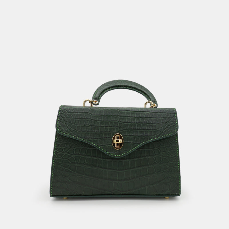 GREEN HANDMADE GENUINE CROCODILE BAG