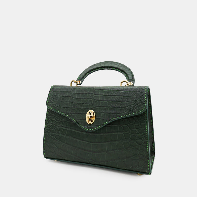 GREEN HANDMADE GENUINE CROCODILE BAG