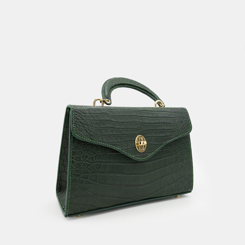 GREEN HANDMADE GENUINE CROCODILE BAG