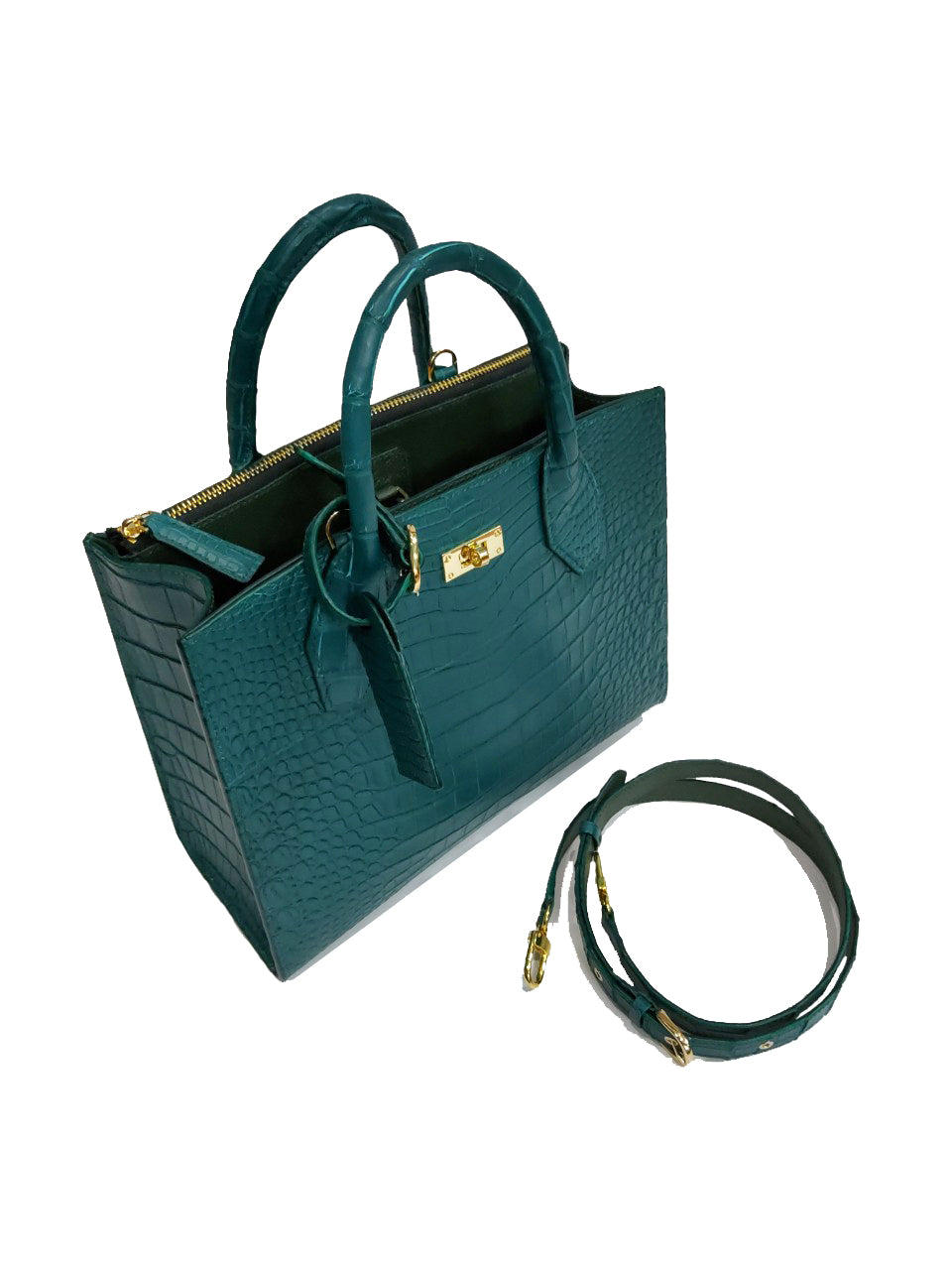 GREEN HANDMADE GENUINE CROCODILE BAG