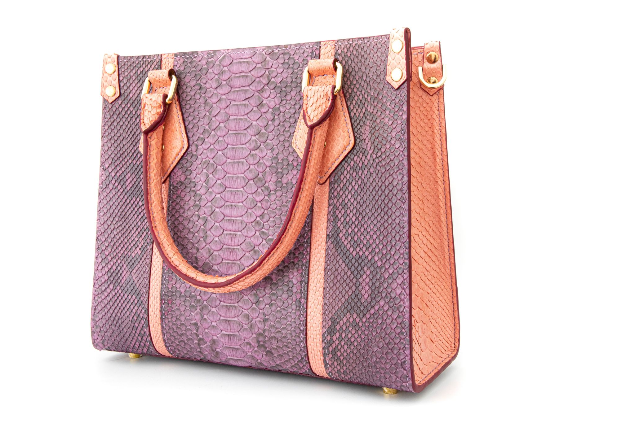 PURPLE PYTHON LEATHER TOTE BAG