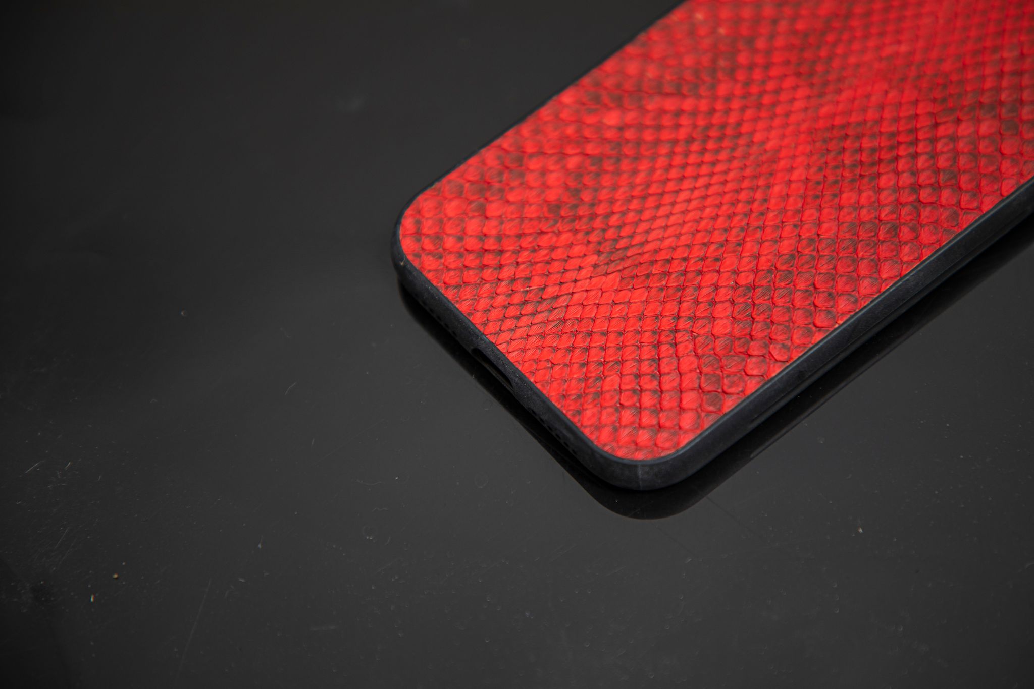 RED PYTHON LEATHER PHONE CASE