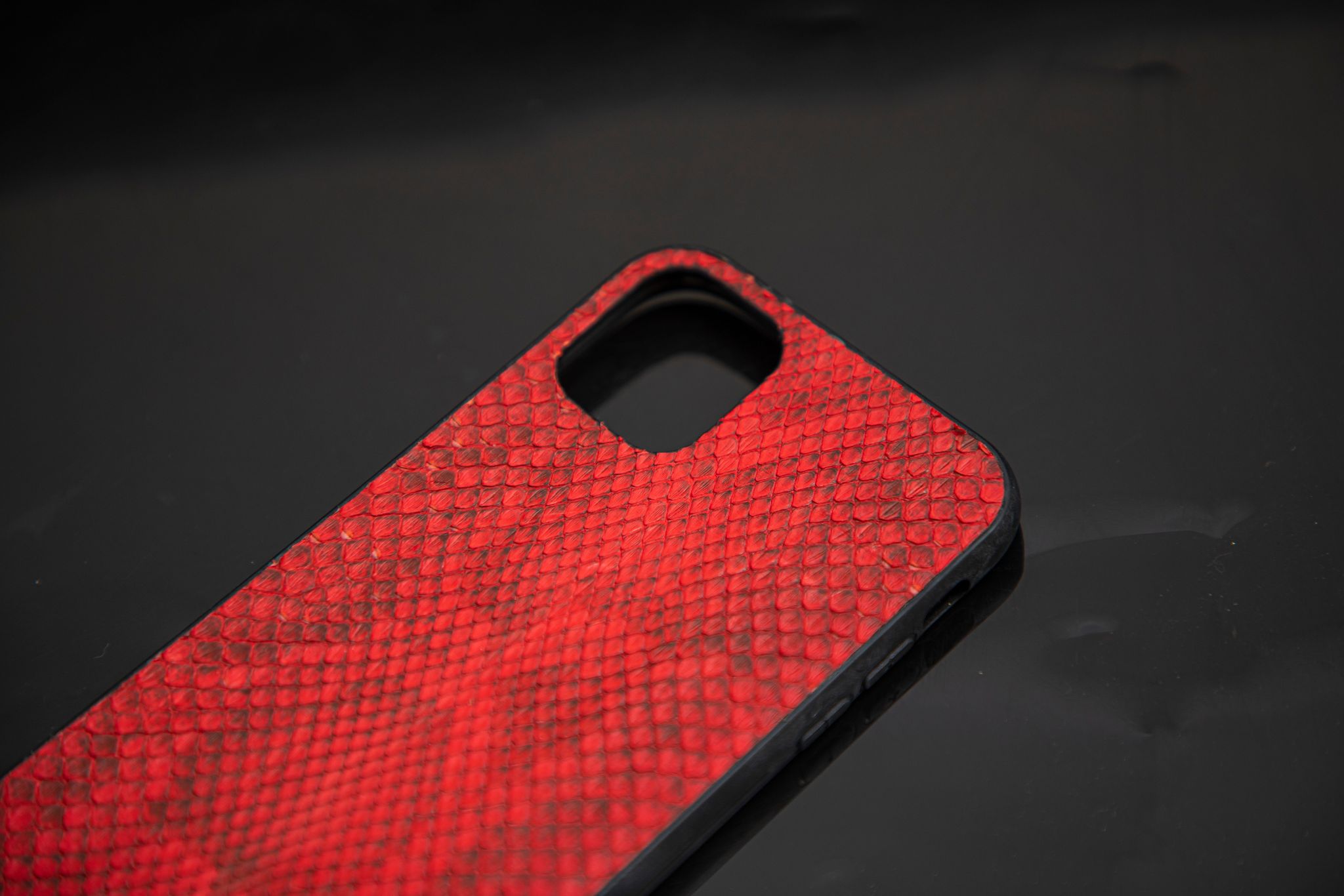 RED PYTHON LEATHER PHONE CASE