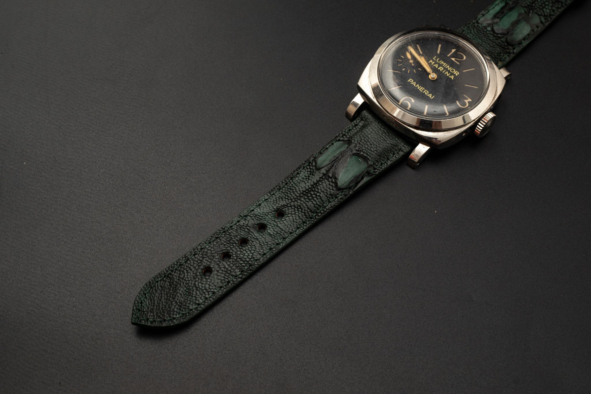 GREEN OSTRICH LEATHER STRAP
