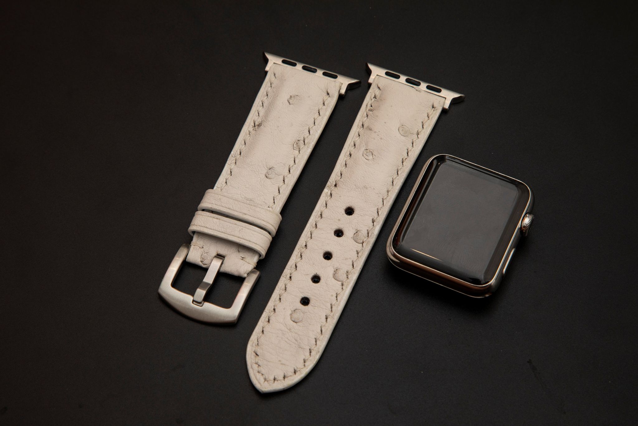 WHITE OSTRICH LEATHER STRAP