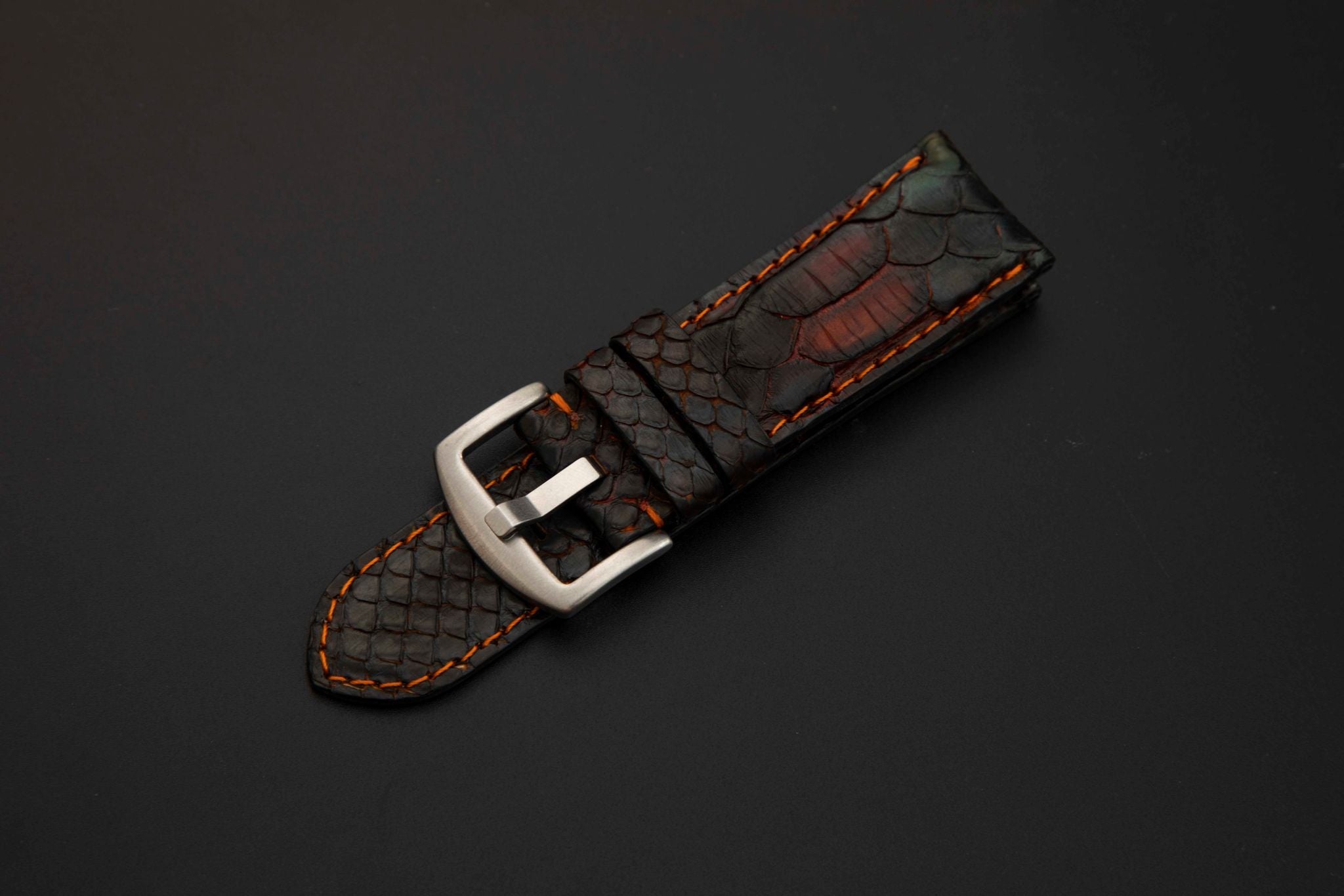 BLACK&BROWN PYTHON LEATHER STRAP