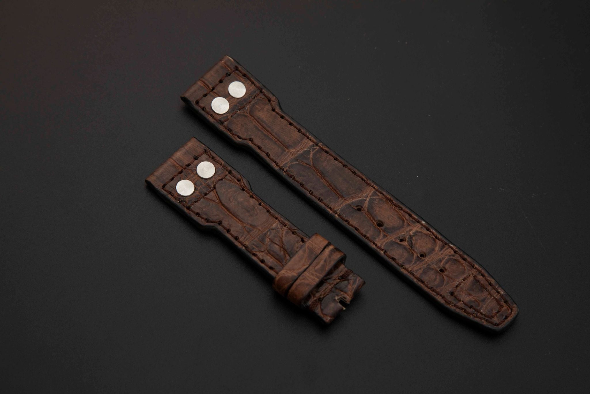 BROWN CROCODILE BELLY LEATHER STRAP