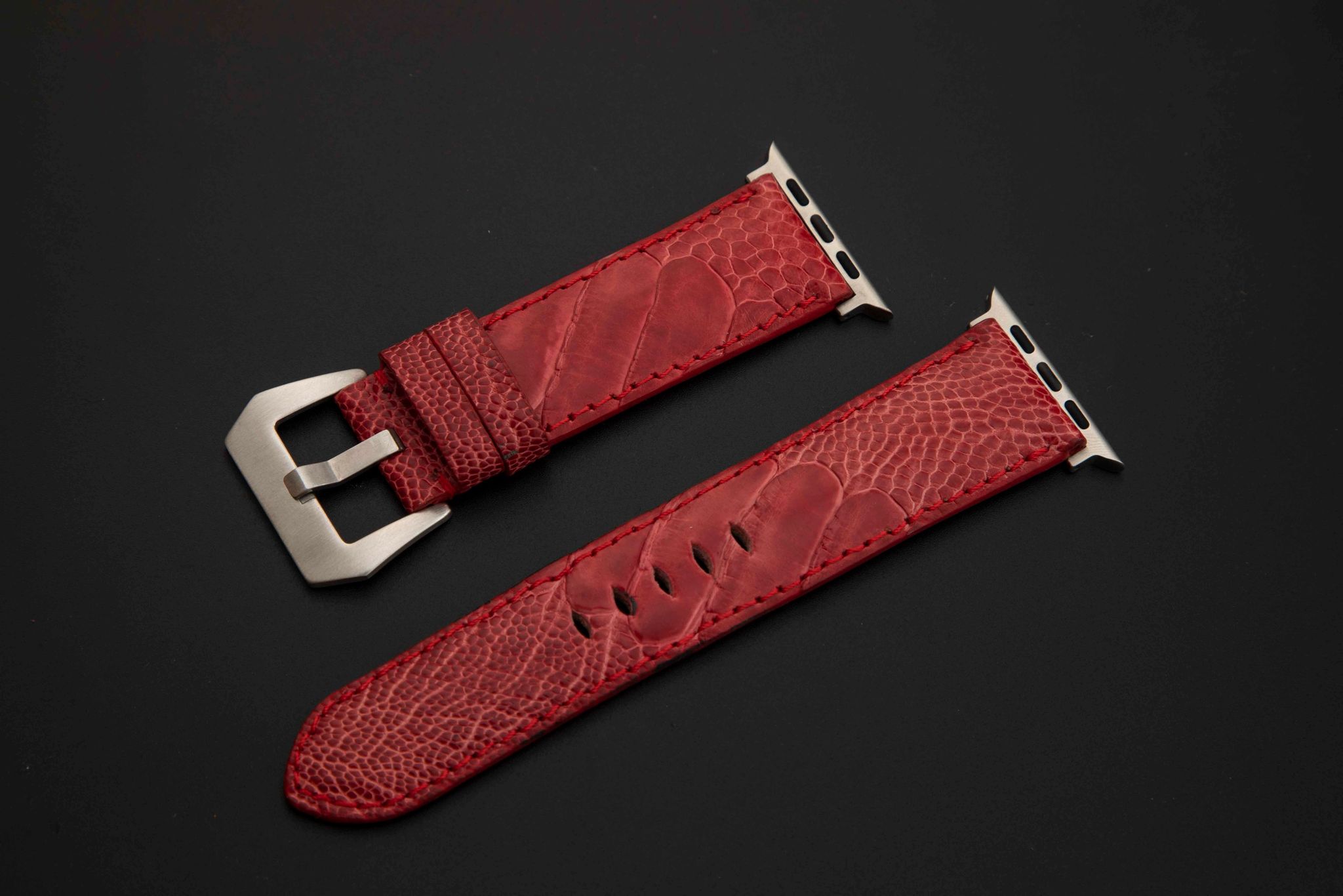 RED OSTRICH LEATHER STRAP