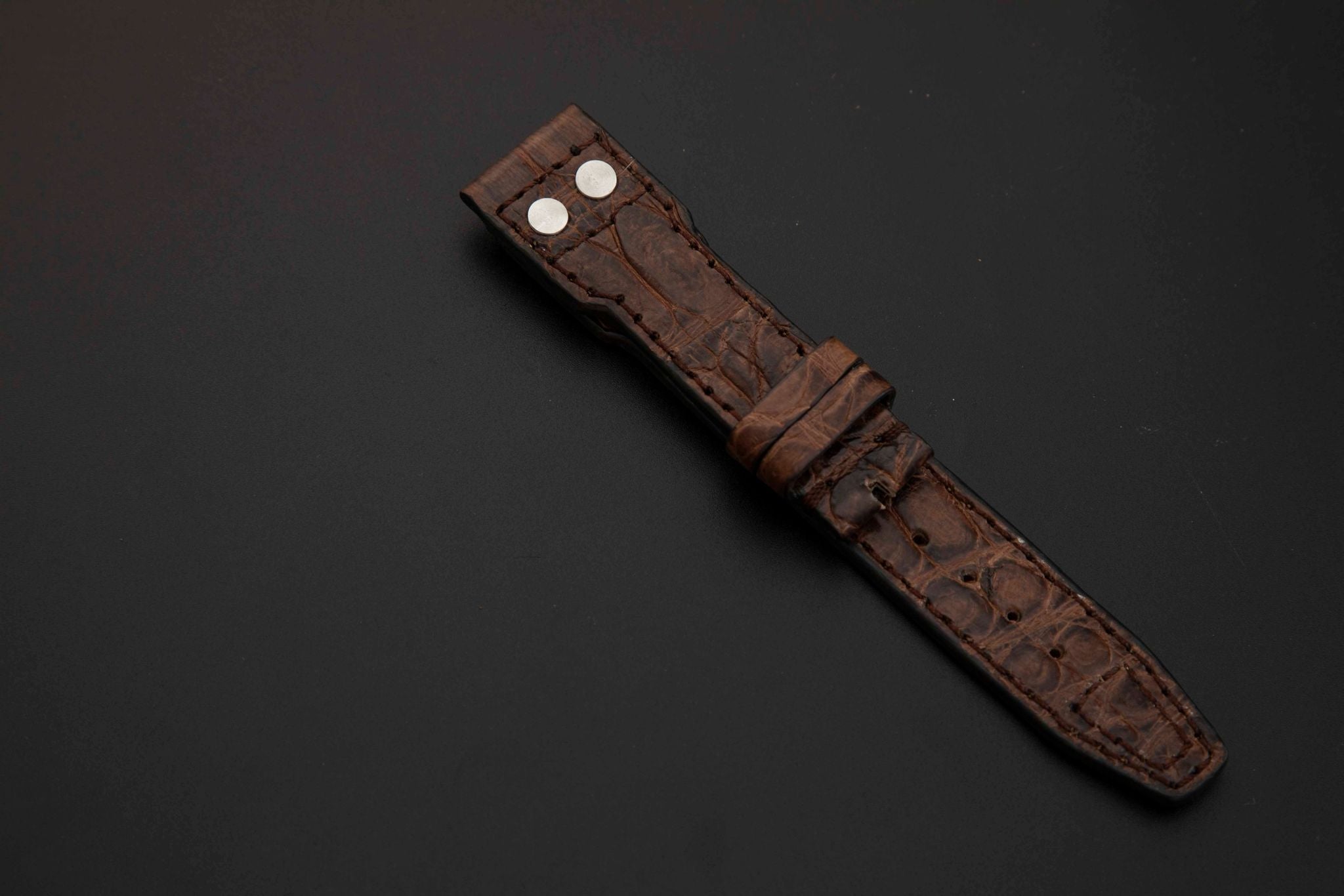 BROWN CROCODILE BELLY LEATHER STRAP