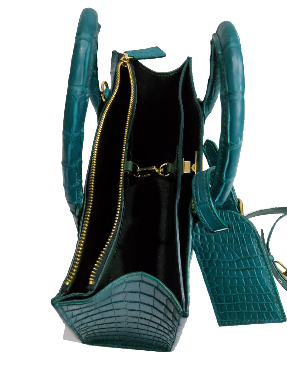 GREEN HANDMADE GENUINE CROCODILE BAG