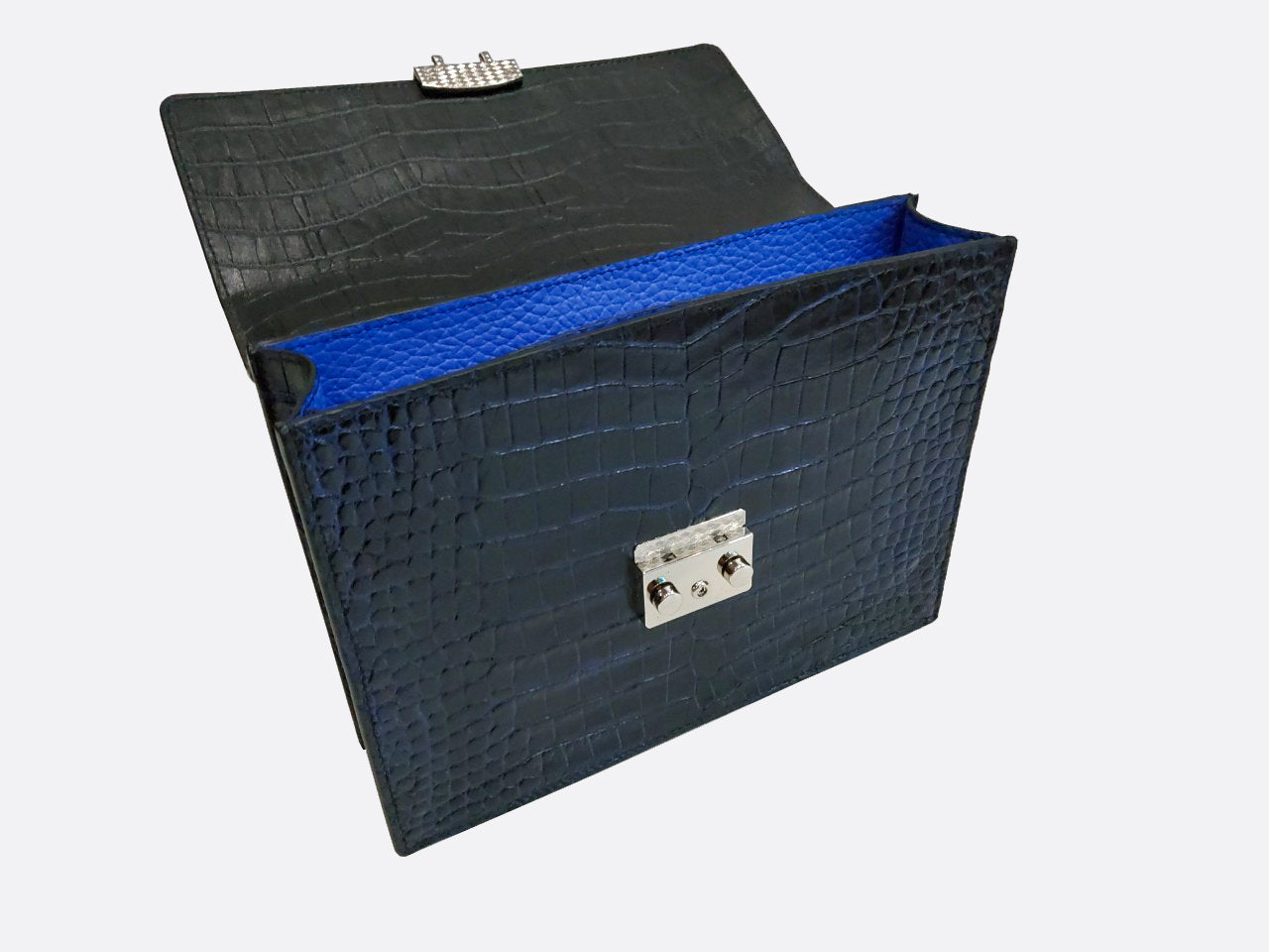 BLACK&BLUE HANDMADE GENUINE CROCODILE LAPTOP BAG
