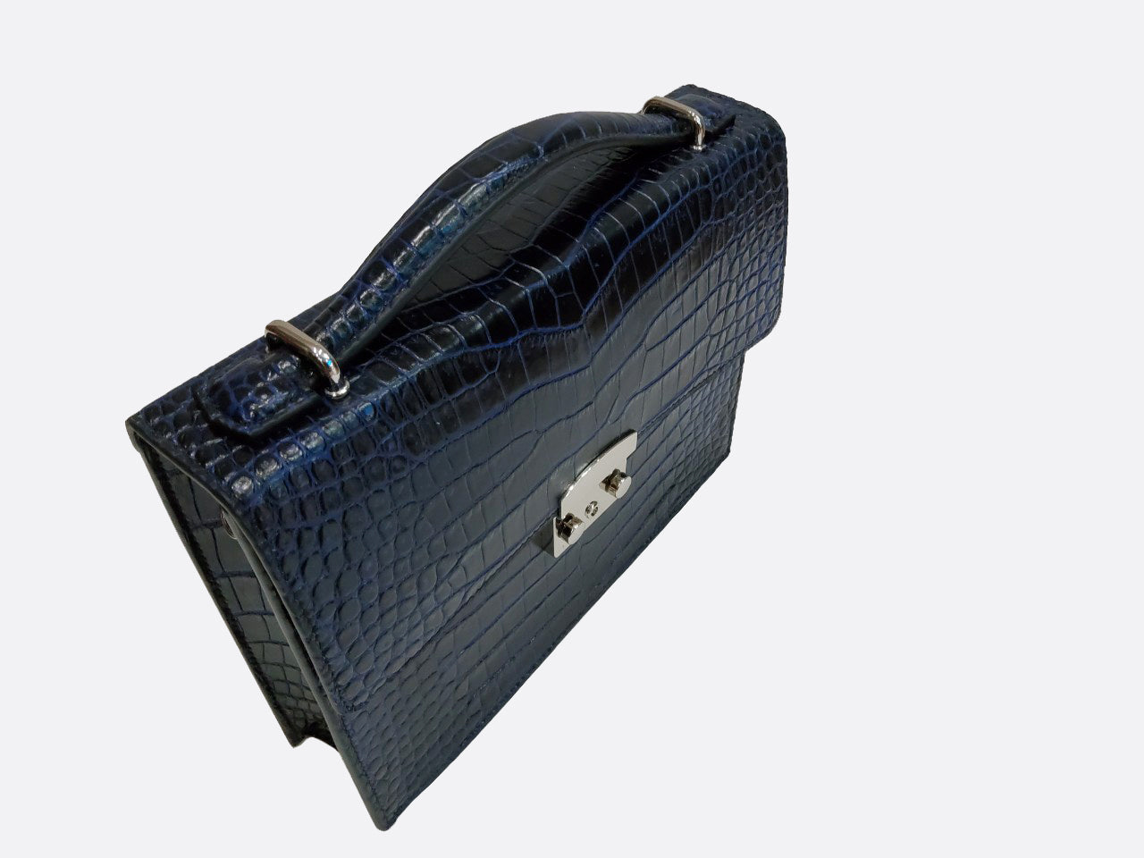BLACK&BLUE HANDMADE GENUINE CROCODILE LAPTOP BAG