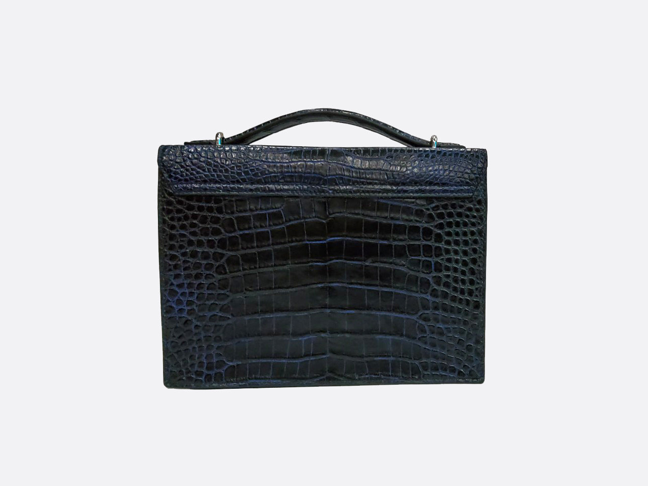 BLACK&BLUE HANDMADE GENUINE CROCODILE LAPTOP BAG