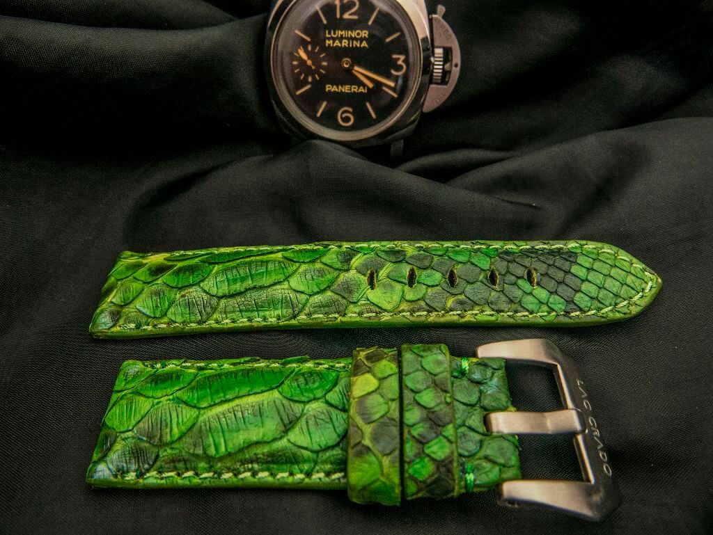 GREEN PYTHON LEATHER STRAP - Lac Crado
