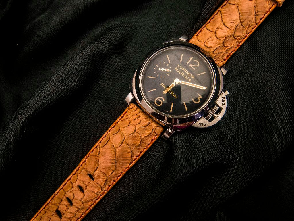 ORANGE PYTHON LEATHER STRAP - Lac Crado