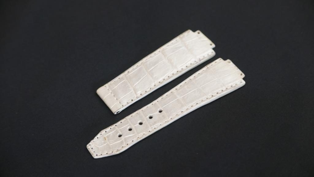 WHITE CROCODILE BELLY LEATHER STRAP