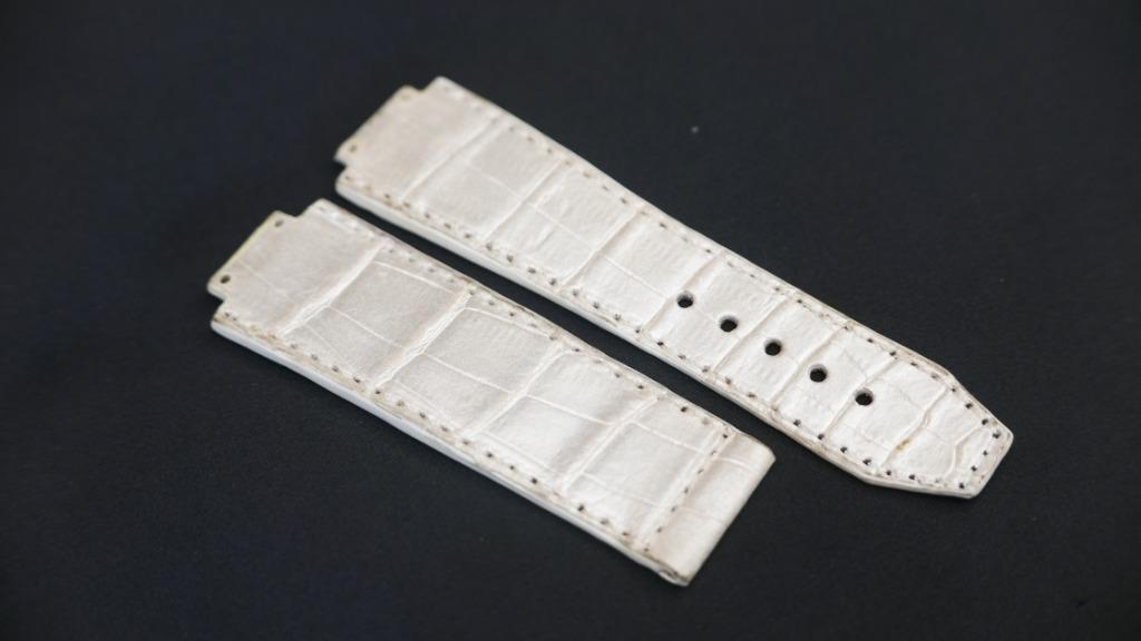 WHITE CROCODILE BELLY LEATHER STRAP
