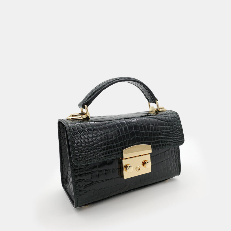 BLACK HANDMADE GENUINE CROCODILE BAG