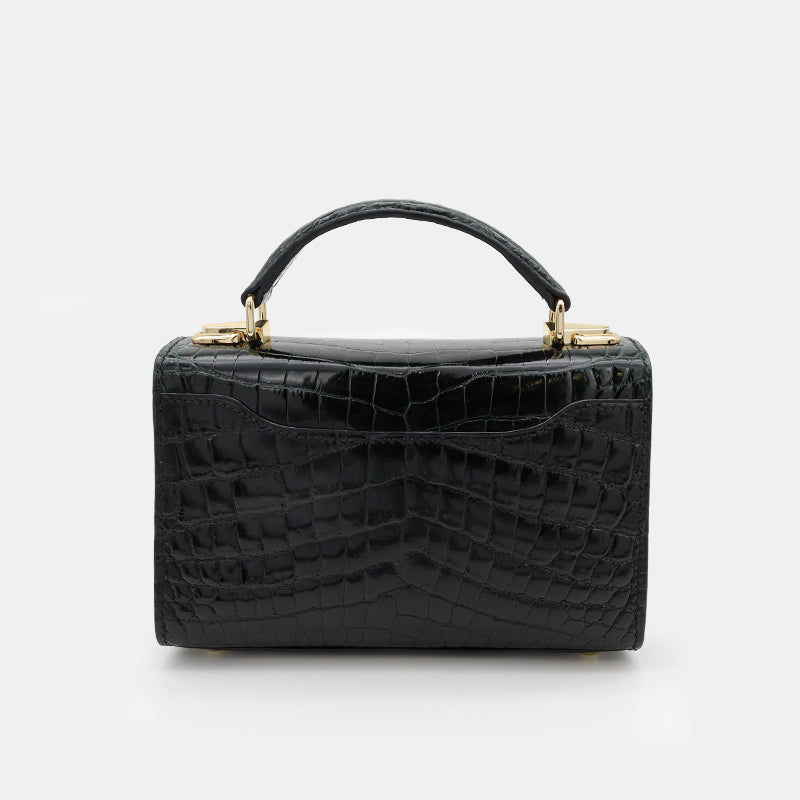 BLACK HANDMADE GENUINE CROCODILE BAG