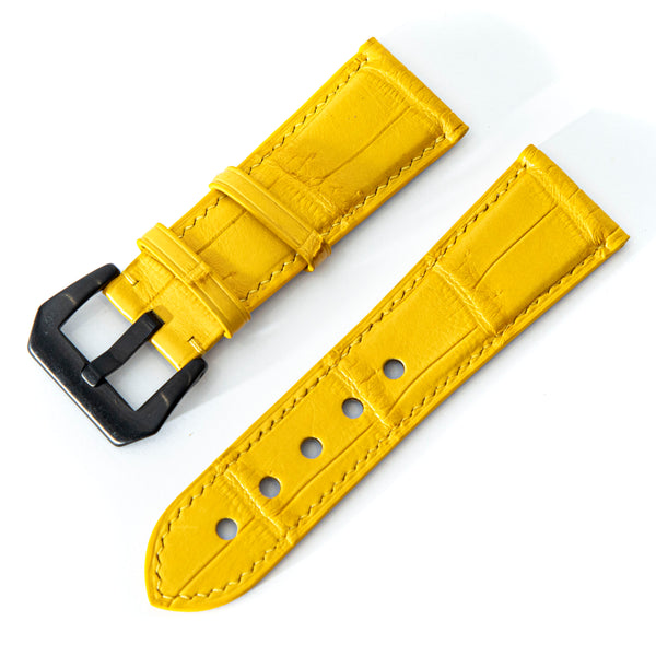 YELLOW CROCODILE BELLY LEATHER STRAP