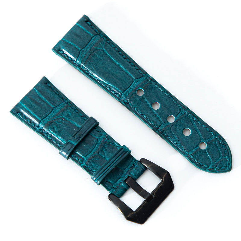 GREEN CROCODILE BELLY LEATHER STRAP
