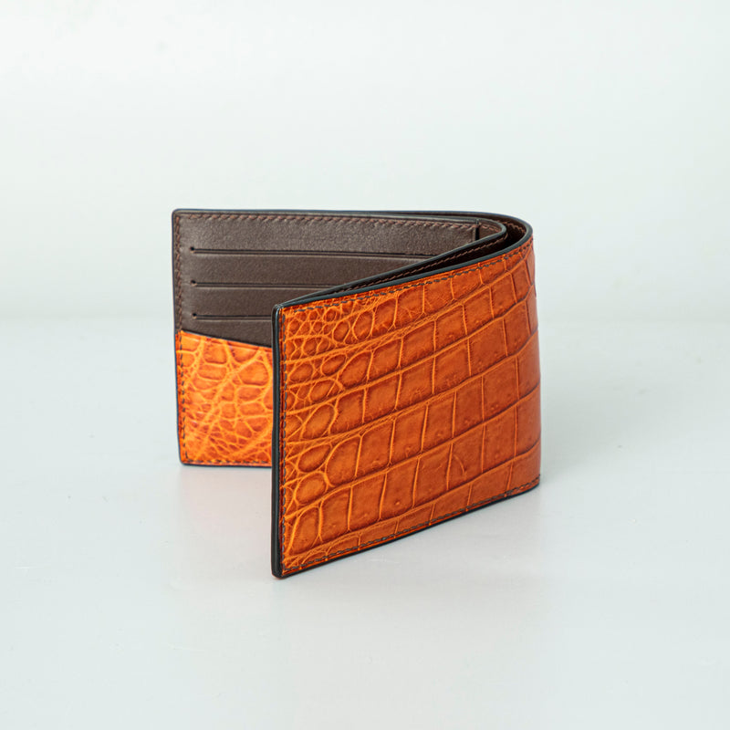 Orange Crocodile leather wallet