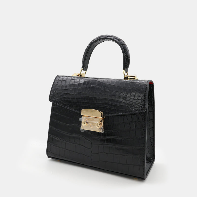 BLACK HANDMADE GENUINE CROCODILE BAG