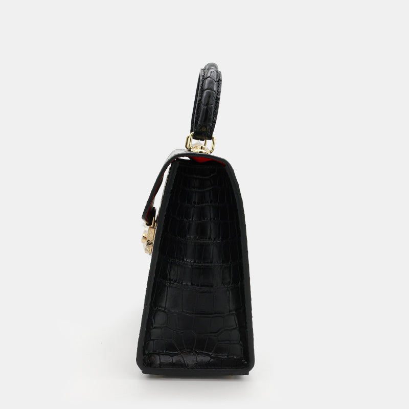 BLACK HANDMADE GENUINE CROCODILE BAG