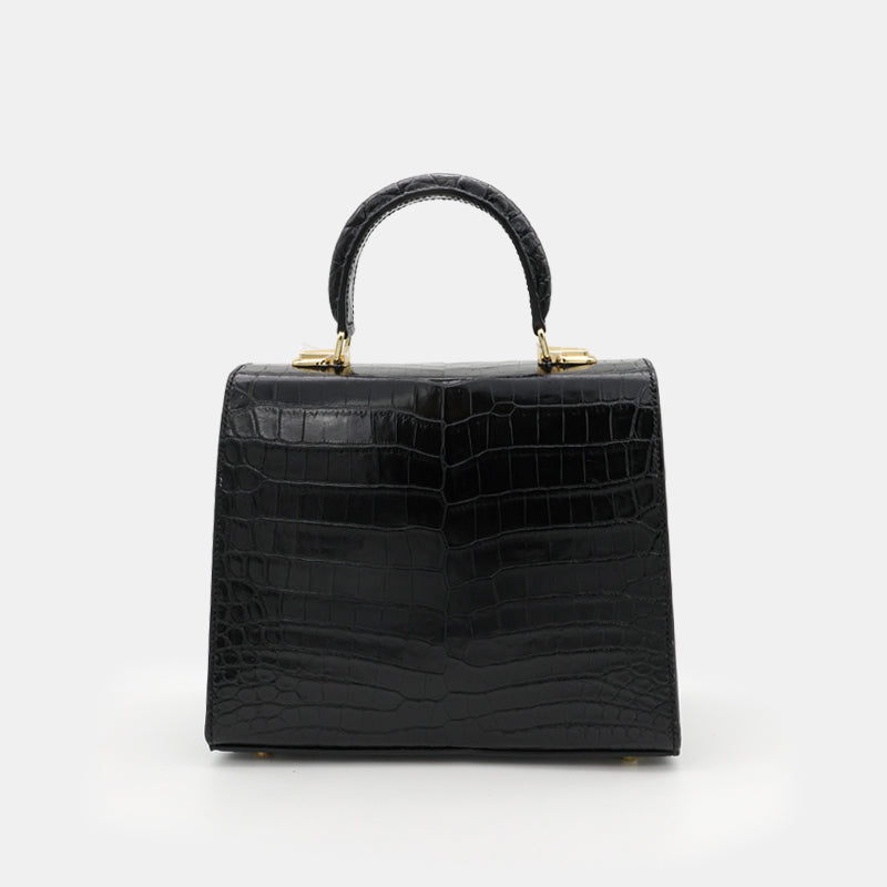 BLACK HANDMADE GENUINE CROCODILE BAG