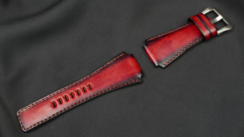 BLACK&RED CALF LEATHER STRAP