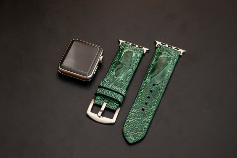 GREEN OSTRICH LEATHER STRAP