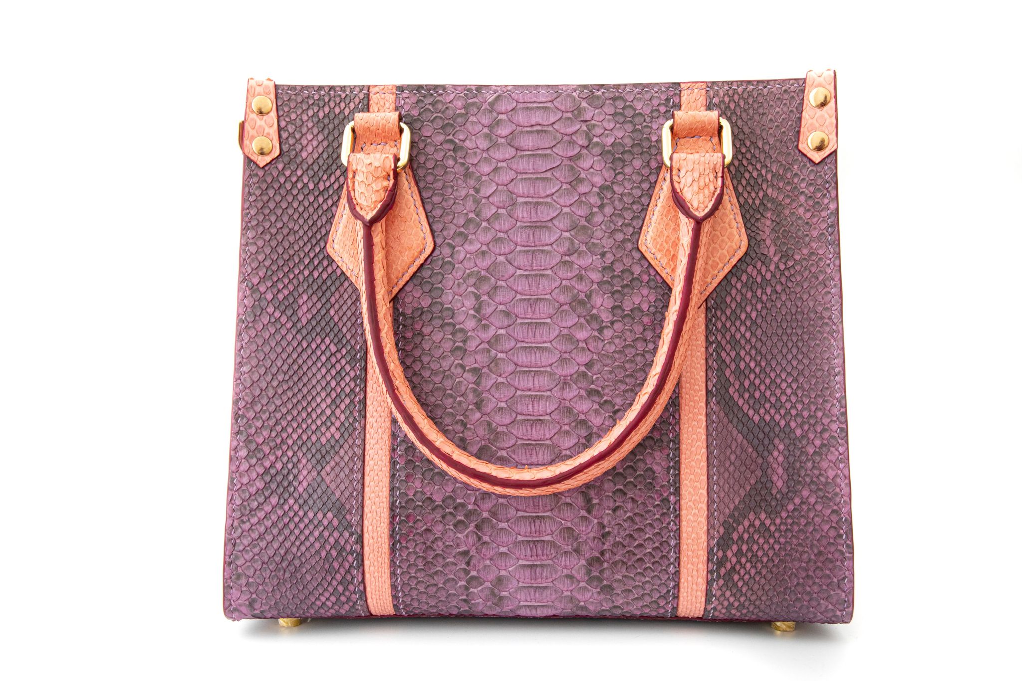 PURPLE PYTHON LEATHER TOTE BAG
