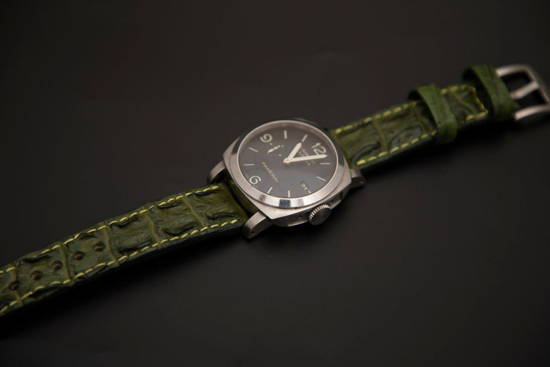GREEN CROCODILE HORNBACK LEATHER STRAP - Lac Crado 
