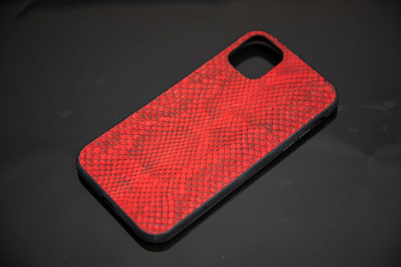 RED PYTHON LEATHER PHONE CASE