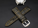 BLACK&GOLD CROCODILE BELLY LEATHER STRAP
