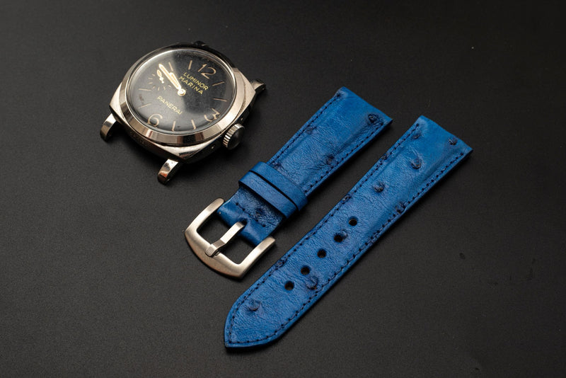 BLUE OSTRICH LEATHER STRAP