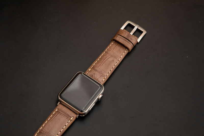 BEIGE CROCODILE BELLY LEATHER STRAP
