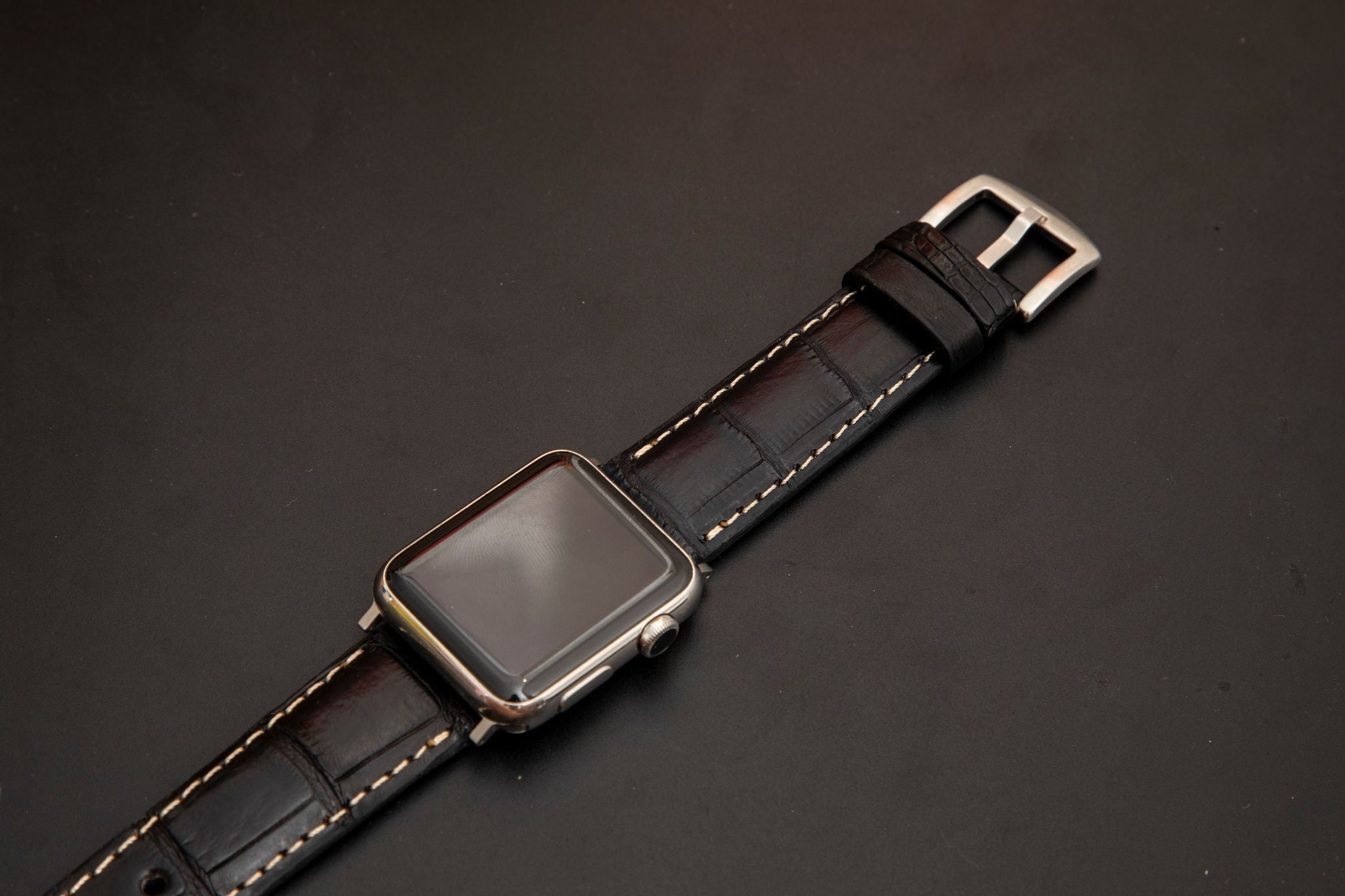 BLACK CROCODILE BELLY LEATHER STRAP - Lac Crado 