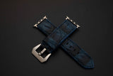 BLUE&BLACK CROCODILE HORNBACK LEATHER STRAP
