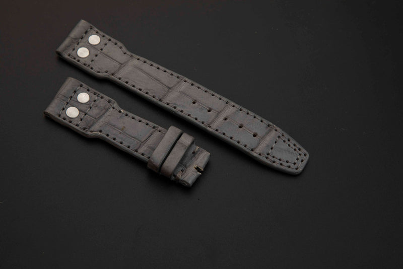 GREY CROCODILE BELLY LEATHER STRAP
