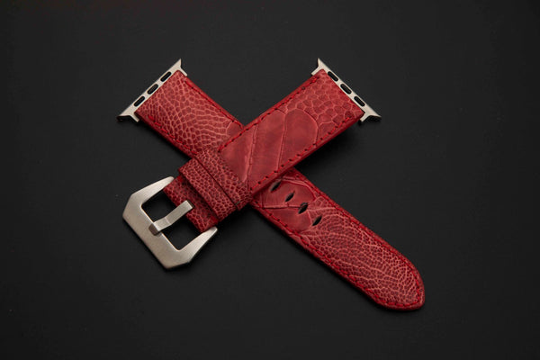 RED OSTRICH LEATHER STRAP