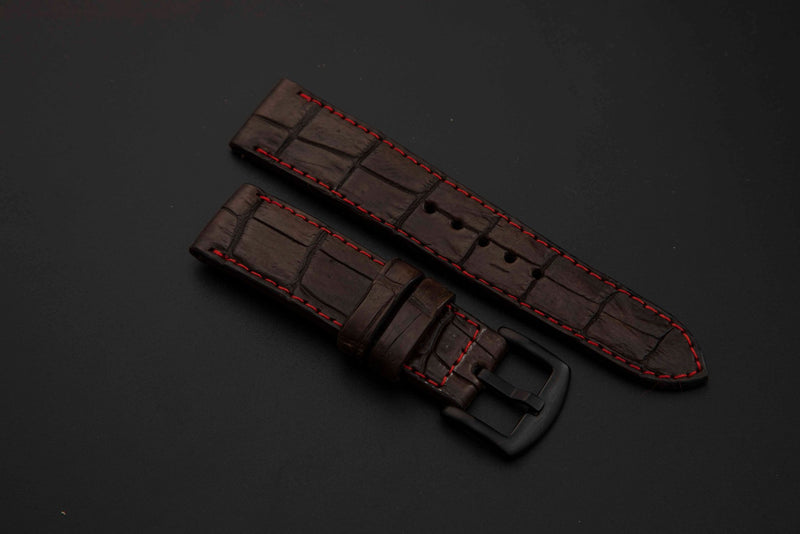 BROWN CROCODILE BELLY LEATHER STRAP