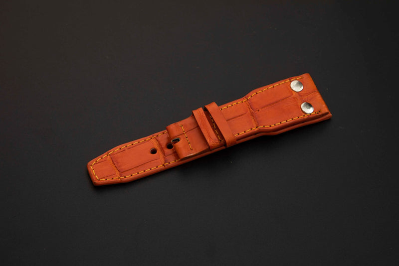 ORANGE CROCODILE BELLY LEATHER STRAP