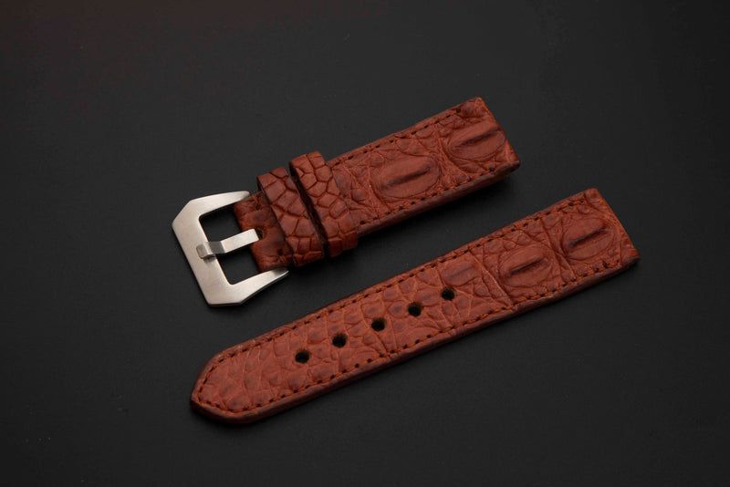 BROWN CROCODILE HORNBACK LEATHER STRAP