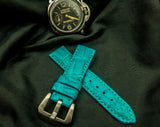 BLUE CROCODILE BELLY LEATHER STRAP