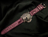 PURPLE CROCODILE HORNBACK LEATHER STRAP