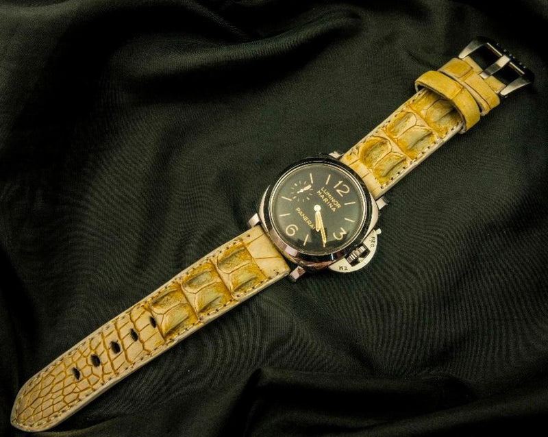 YELLOW CROCODILE HORNBACK LEATHER STRAP