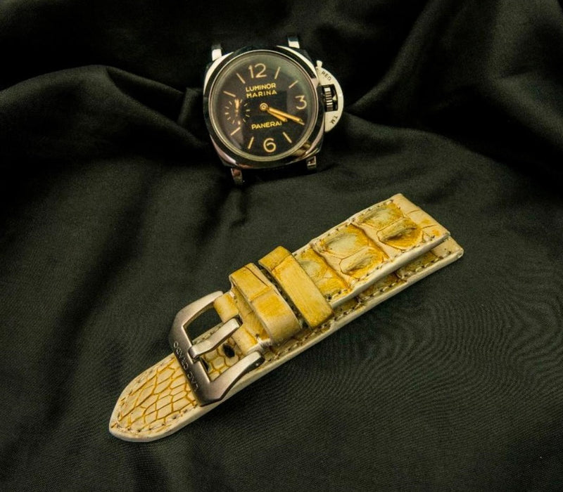 YELLOW CROCODILE HORNBACK LEATHER STRAP