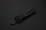 BLACK CROCODILE HORNBACK LEATHER STRAP