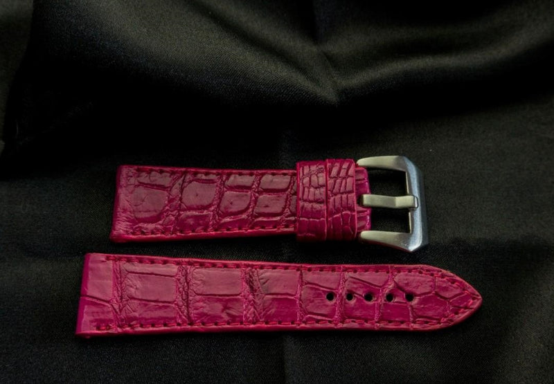 PINK CROCODILE BELLY LEATHER STRAP